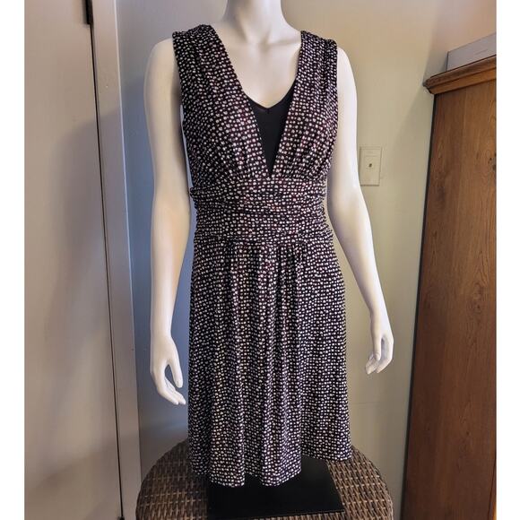 Studio 1940 Black Polka Dot Fit & Flare Midi Dress Size 8 Modest Church Career - Picture 1 of 9
